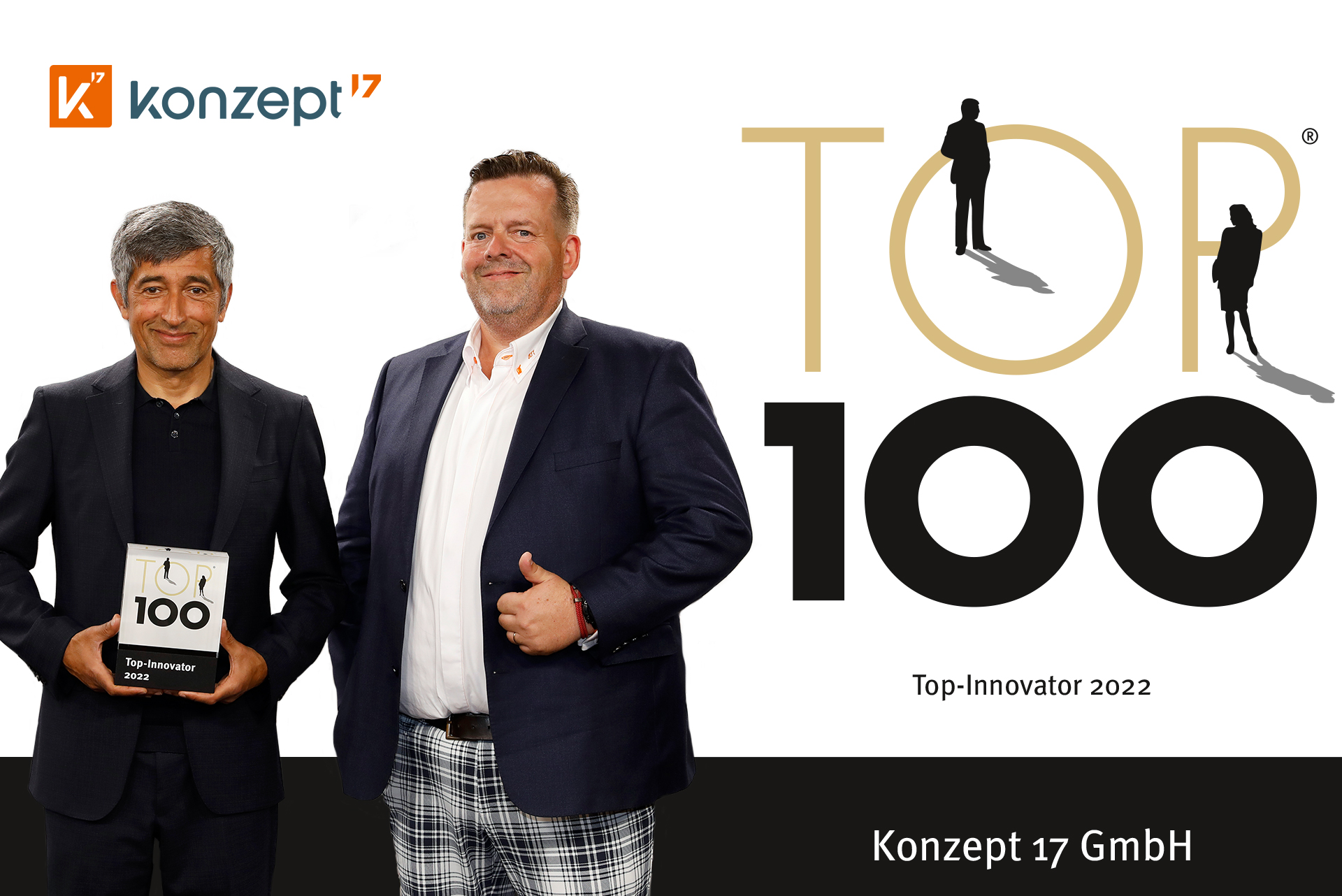 Geschäftsführer der Konzept17 GmbH Frank Berns erhält von Ranga Yogeshwar eine Auszeichnung als Top100 Unternehmen